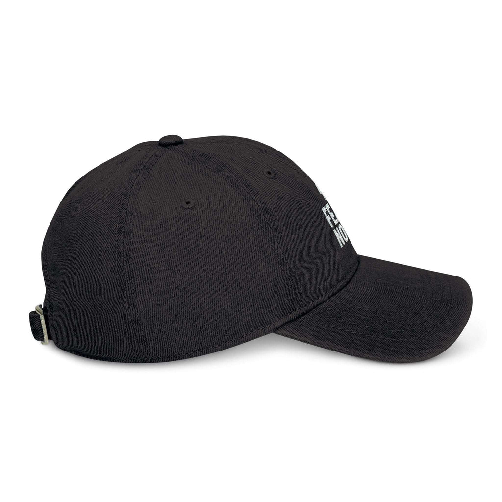 Breathable denim hat with sewn eyelets for comfort

