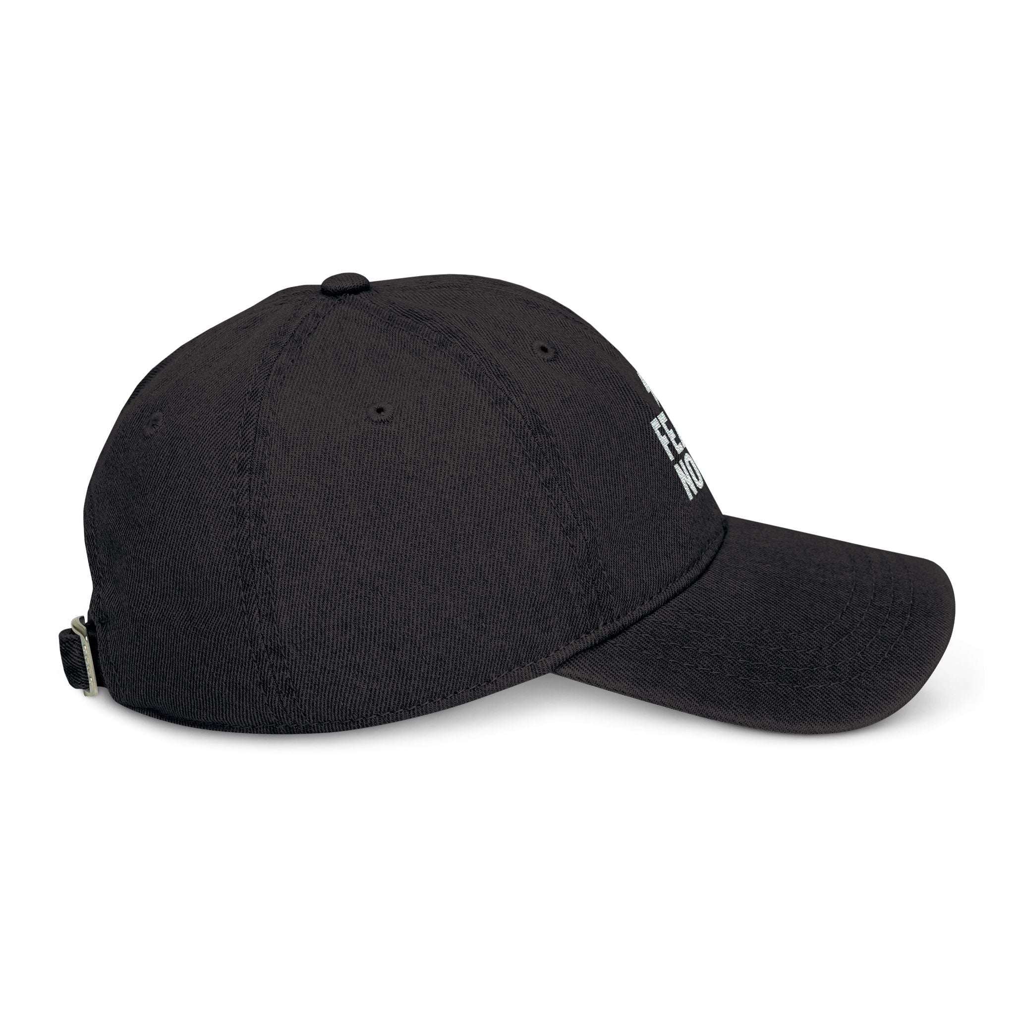 Breathable denim hat with sewn eyelets for comfort

