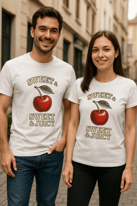 Sweet & Juicy Cherry Tee – Fun Unisex Summer Shirt www.PrintOne1.com