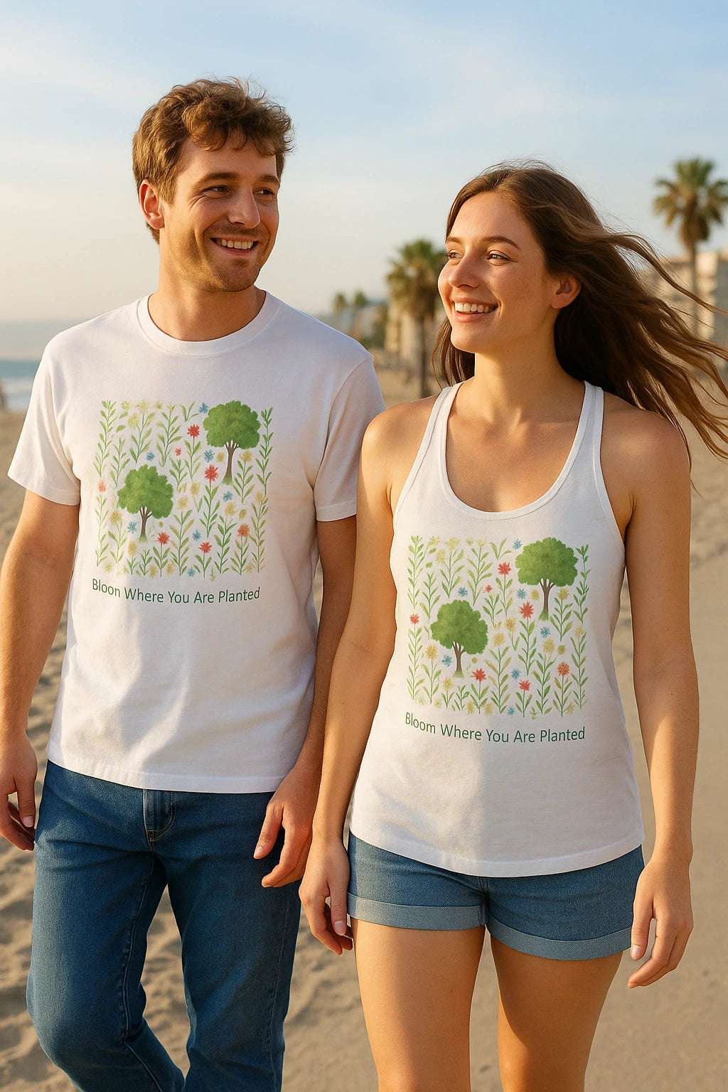 Soft cotton T-shirt with elegant floral motif


