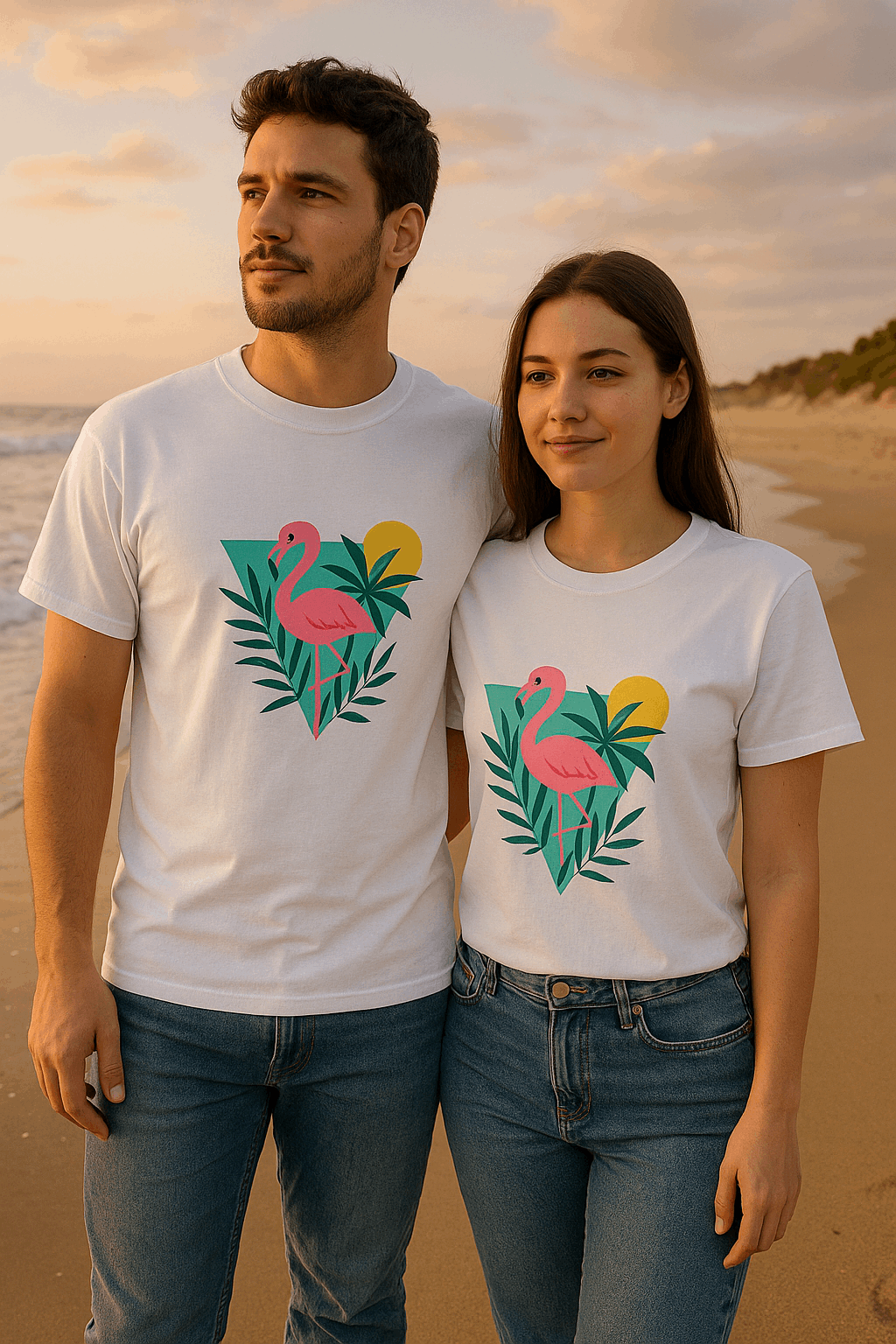 Tropical Flamingo Unisex Heavy Cotton Tee www.PrintOne1.com