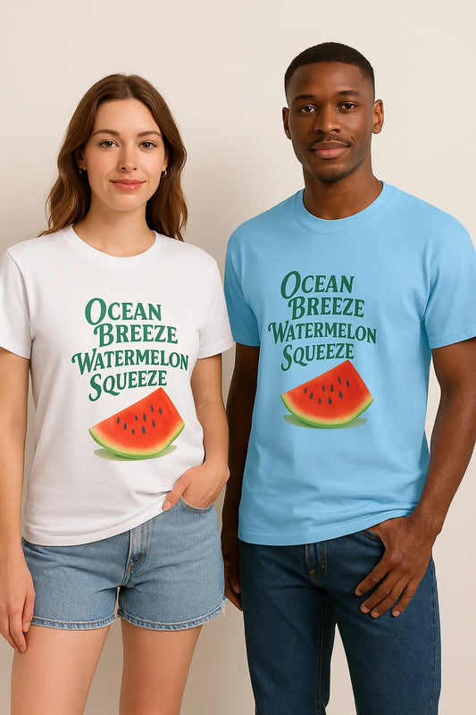 Unisex Cotton Tee with Sweet Watermelon Design

