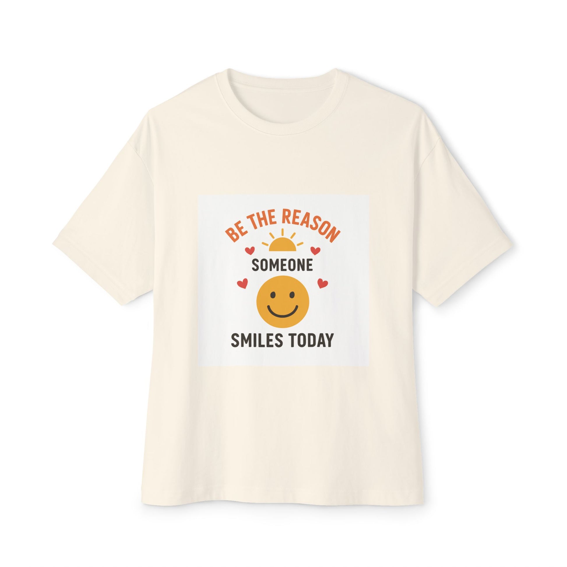 Smiley Face Quote Tee – Oversized Positive Vibes Shirt www.PrintOne1.com