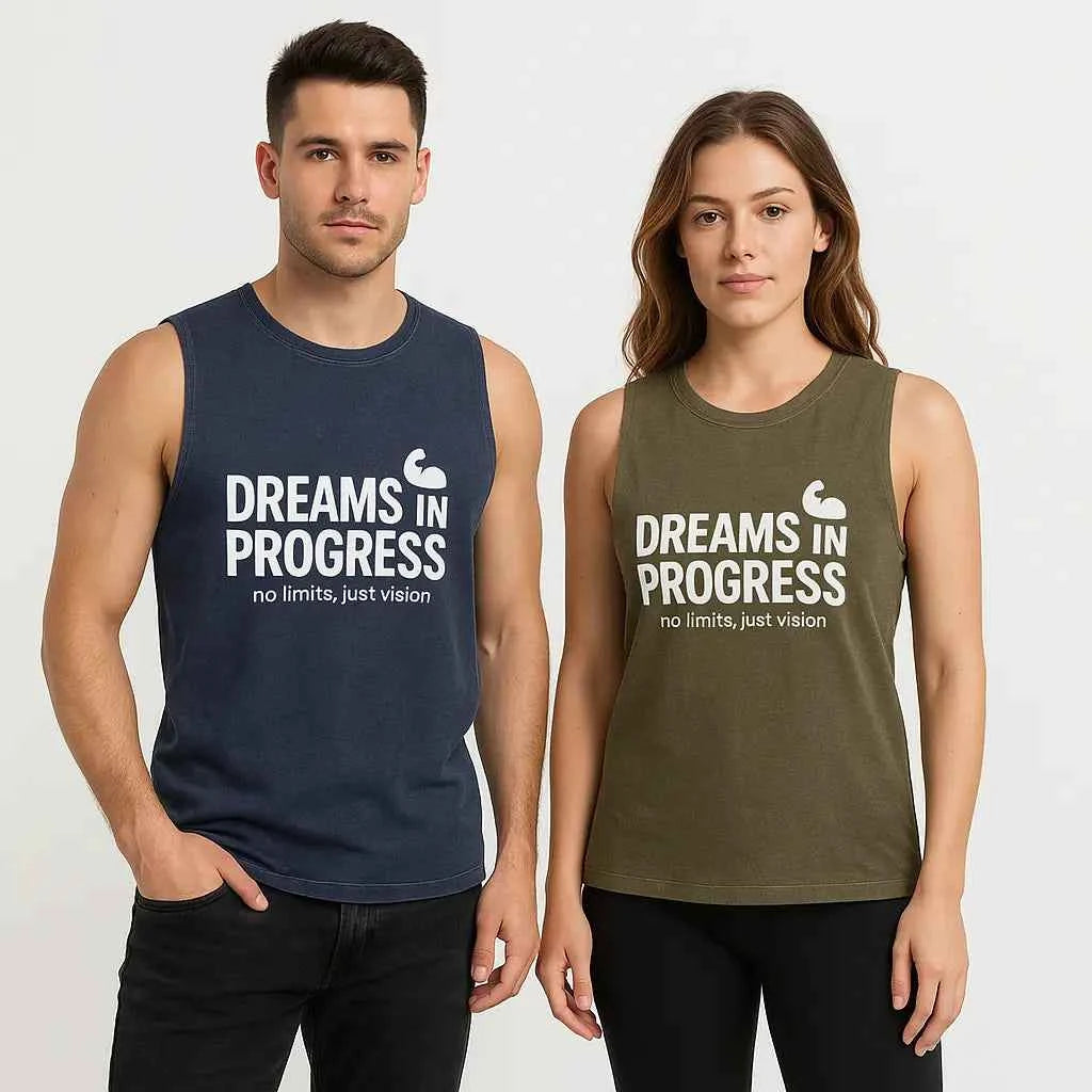 Stonewash Motivational Tank - Casual Fit for Gym & Summer