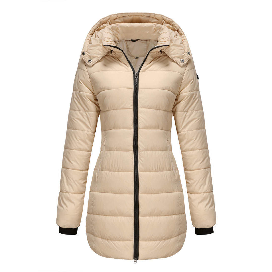 “Urban Explorer: Waterproof Cotton-Padded Women’s Jacket on City Rooftop”

