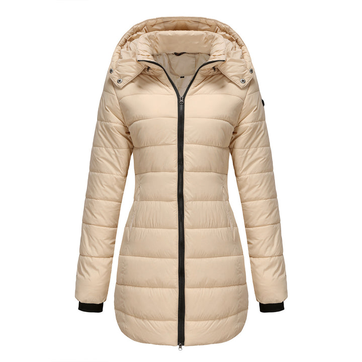 “Urban Explorer: Waterproof Cotton-Padded Women’s Jacket on City Rooftop”

