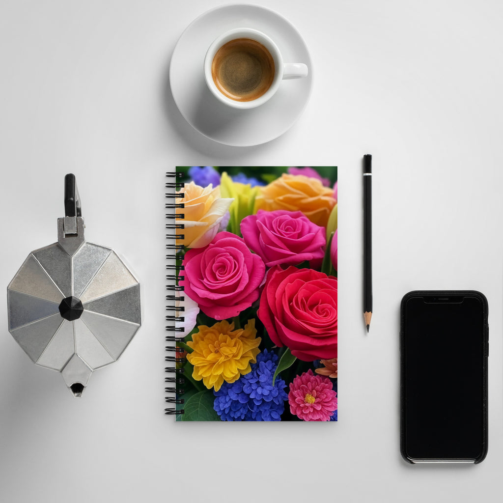 “User Writing Ideas in a Compact 5.5″×8.5″ Spiral Notebook Daily Companion”


