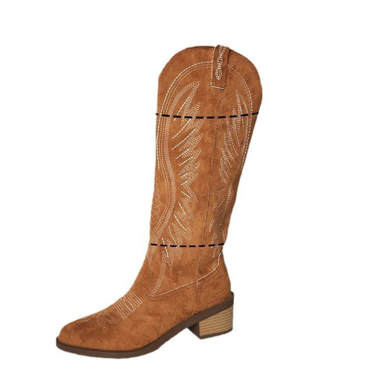 V Cut Martin Boots – chic embroidered detail for dressy or casual looks