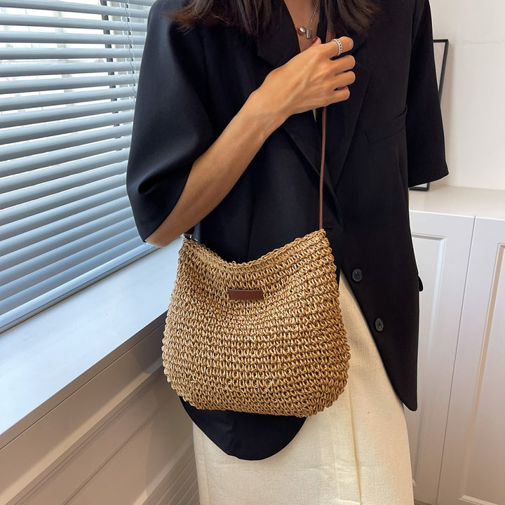 Vacation straw tote – everyday shoulder bag for summer travel