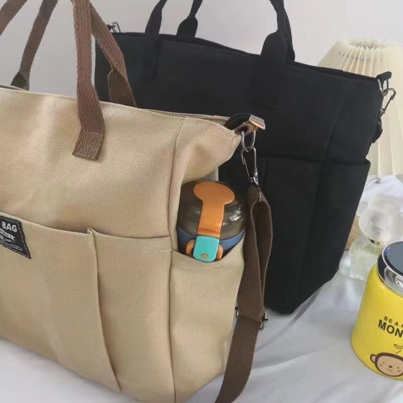 Versatile Canvas Shoulder Bag with Adjustable Crossbody Strap

