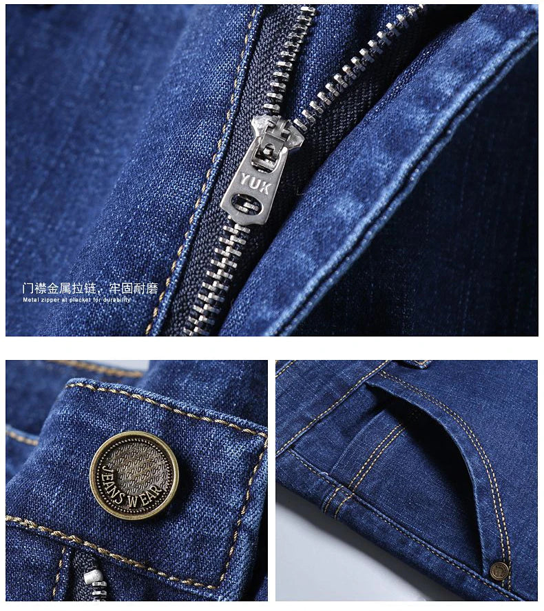 Versatile Men's Straight Jeans Folded – Enzyme Wash for Soft Touch, Sizes 28-40 Available