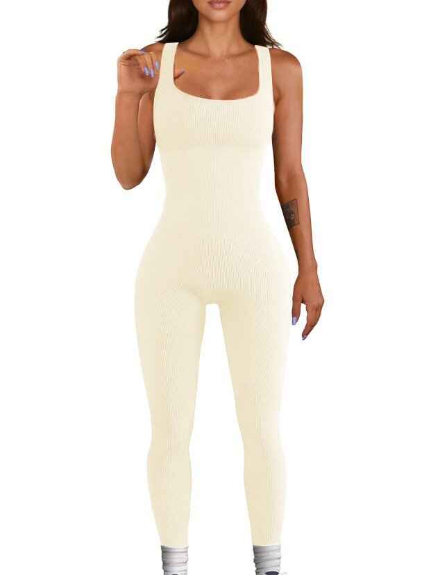 Women's Spandex Tank Top Tights with Button Detail