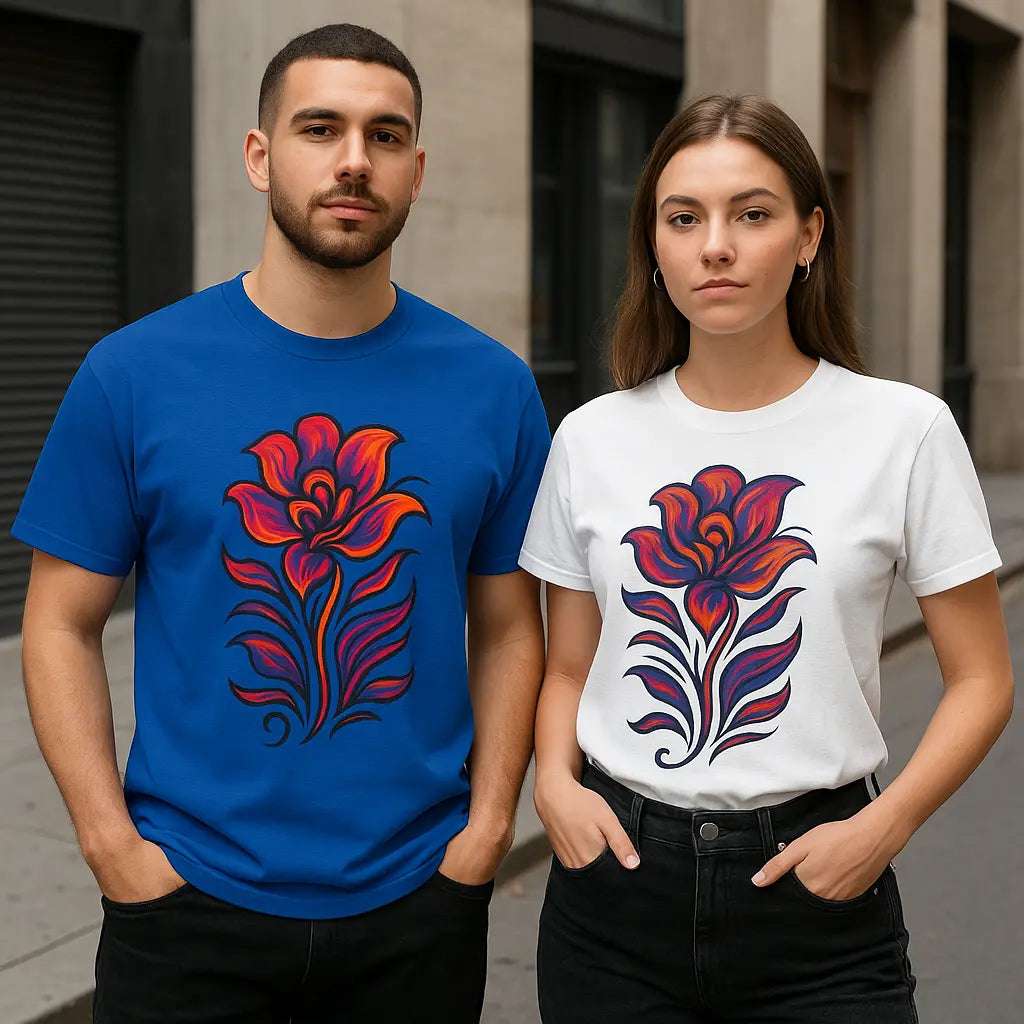 Floral Unisex Cotton Tee – Artistic & All-Season Style www.PrintOne1.com