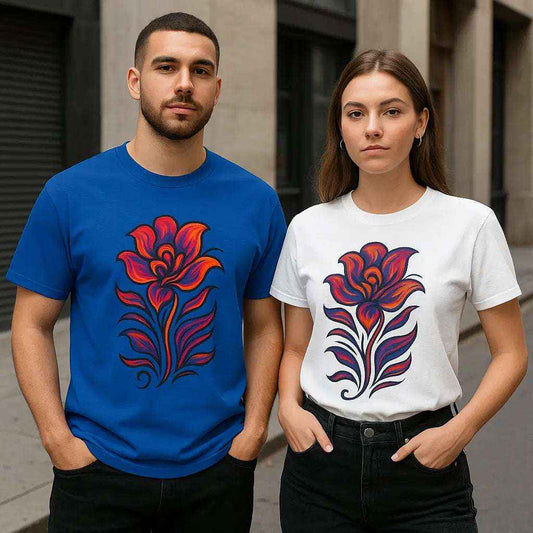 Floral Unisex Cotton Tee – Artistic & All-Season Style
