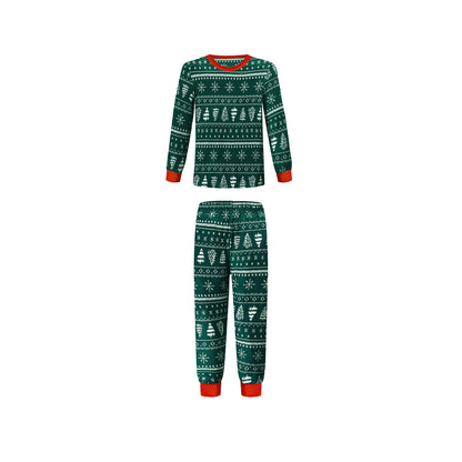 Vibrant Contrast Prints on Christmas Family Matching Pajamas Polyester