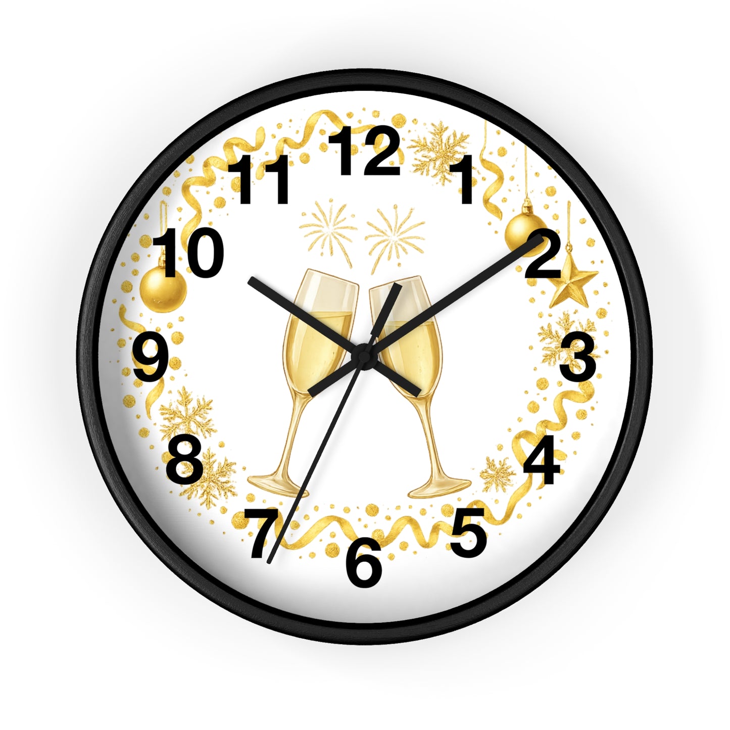 Vibrant Festive Wall Clock – Black Frame, Easy-Hang Hook

