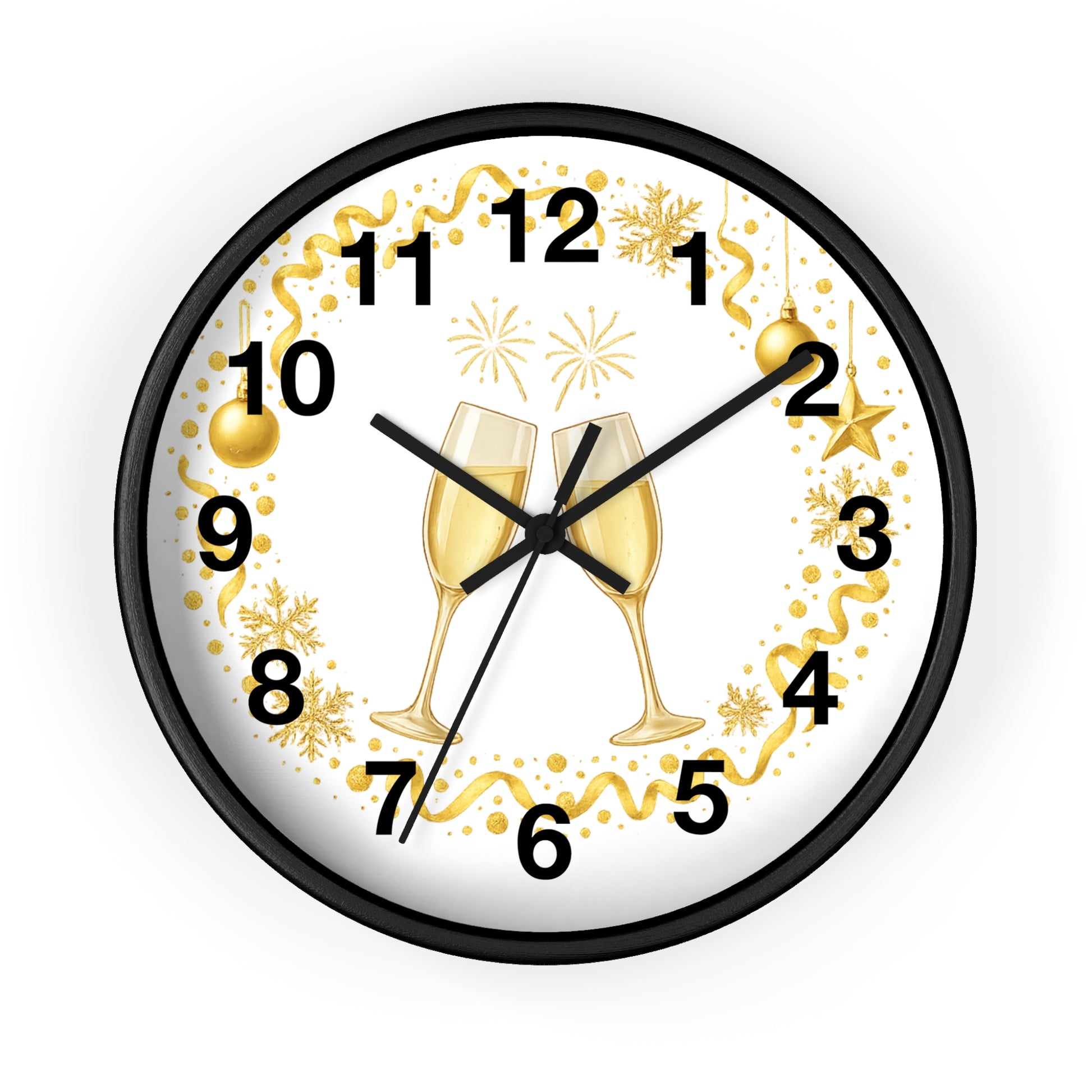 Vibrant Festive Wall Clock – Black Frame, Easy-Hang Hook

