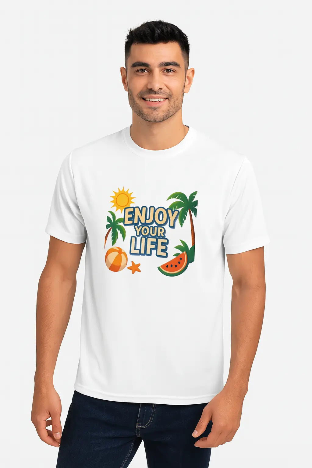 Unisex active tee with colorful print perfect for fitness or fun


