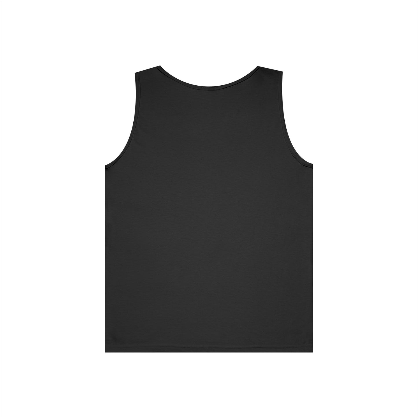 Black unisex heavy cotton tank top back view