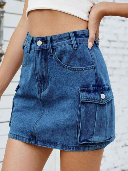Cargo Denim Skirt with Pockets – Stylish Utility Look