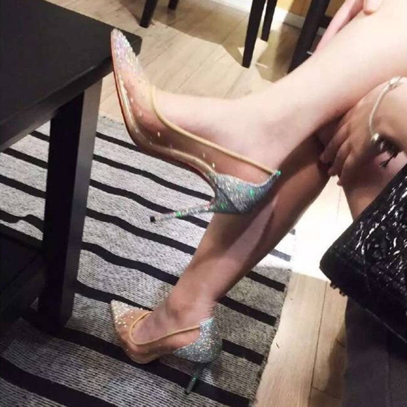 Walking shot in rhinestone mesh heels – city nightlife, rhinestone mesh heels with sleek silhouette