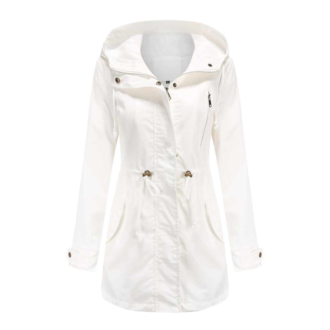 White Cotton Anorak – Minimalist Mid-Length Women’s Coat