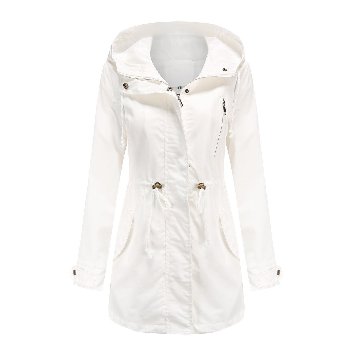 White Cotton Anorak – Minimalist Mid-Length Women’s Coat