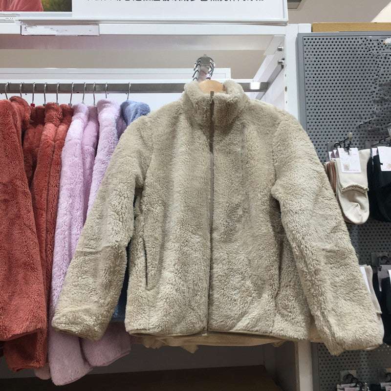 Ginger yellow coral fleece coat, perfect for fall and winter

