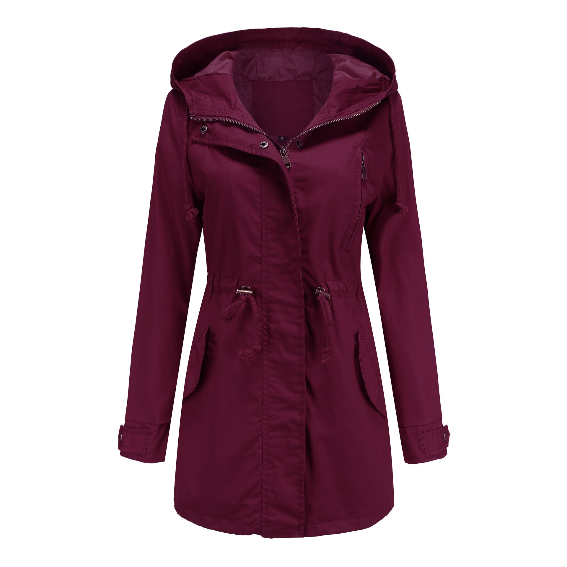 Wine Red Cotton Anorak – Chic Temperament Commute Layer
