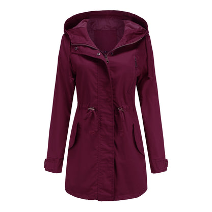 Wine Red Cotton Anorak – Chic Temperament Commute Layer