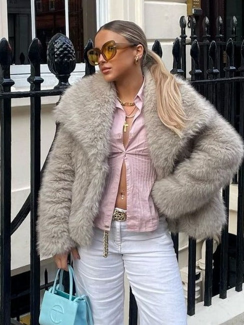 Winter Plush Coat styled with jeans – casual daily outfit