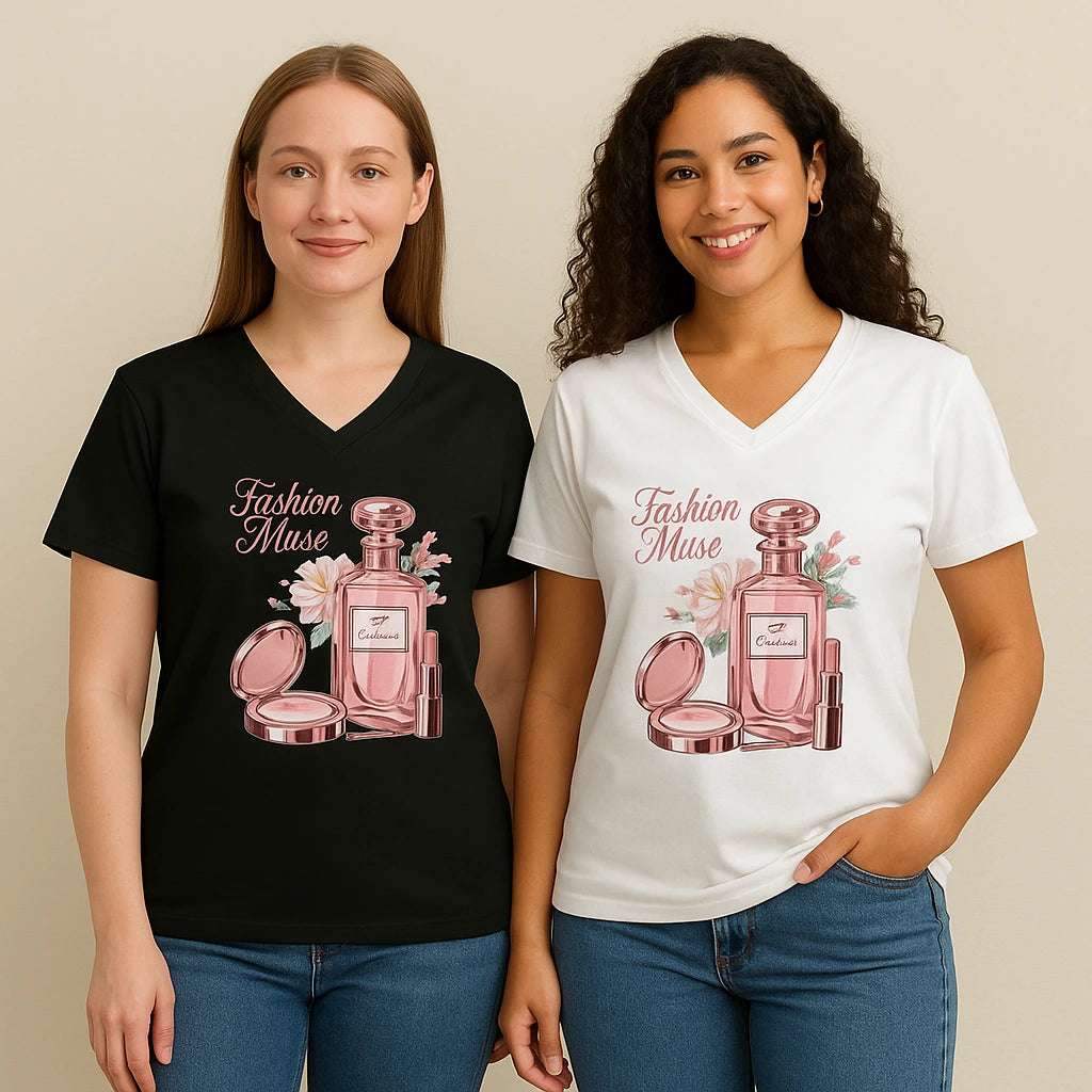Moisture-wicking V-neck T-shirt for active women

