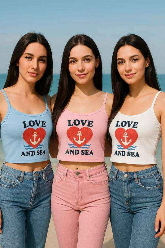 Love and Sea Tank Top – Cute Spaghetti Strap Summer Shirt