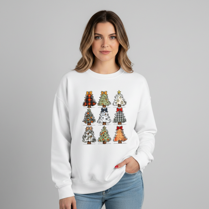 Damen-Sweatshirt mit Weihnachtsbaum-Grafik, gemütliche Feiertage