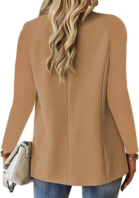 Women’s Commuter Lapel Button Jacket – close-up lapel and button detail