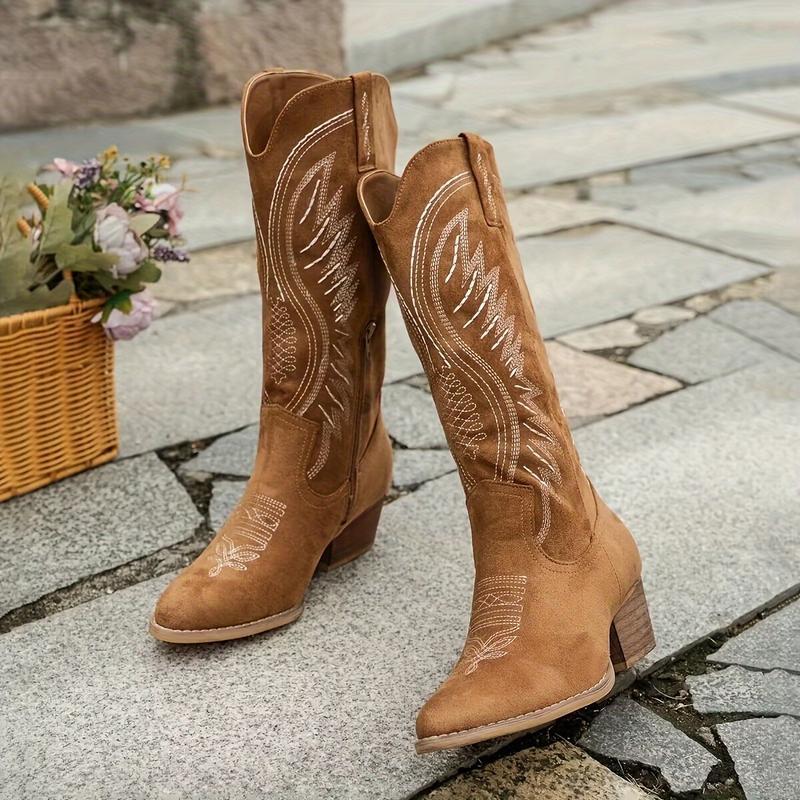 Women’s Embroidery Cowboy Boots – side view embroidered Western pattern
