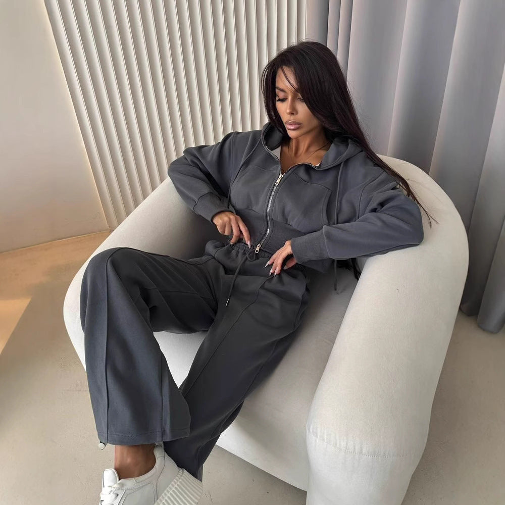 Women's Pink Cinched Hoodie Outfit – Cotton Blend Hug for Relaxed Weekends