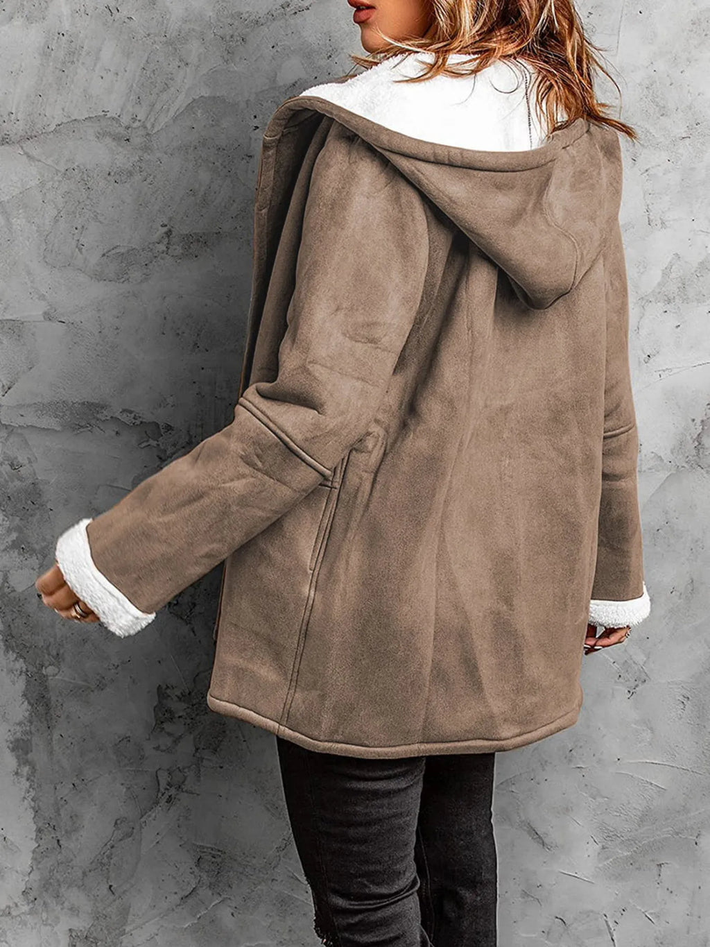 Women’s Sherpa Lined Toggle Coat – Plush interior close-up