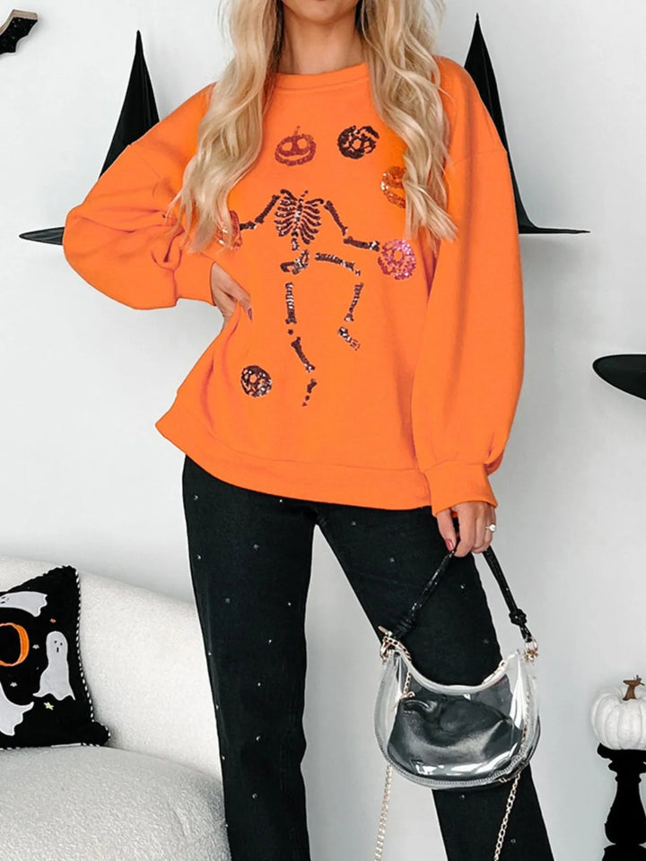 Women’s Skeleton Pumpkin Sweatshirt – Perfect Halloween Party Look