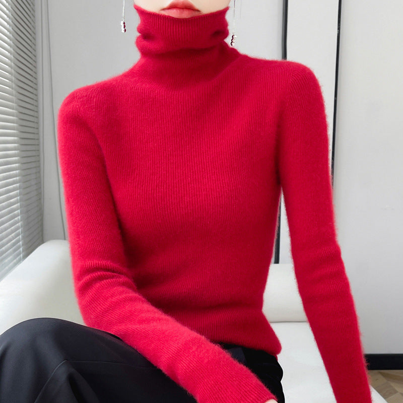 Women’s Slim Fit Wool Pullover – Matcha Green color option