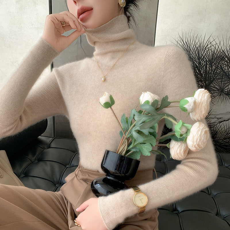 Women’s Slim Fit Wool Pullover – Size S–2XL on model lineup