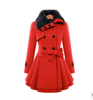Women's Slim Mid-length Woolen Coat – lifestyle shot, everyday warm sophistication