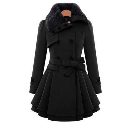 Women's Slim Mid-length Woolen Coat – red statement layer for cold-weather style