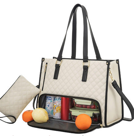 Women's insulated lunch bag – dark green stylish lunch box tote
