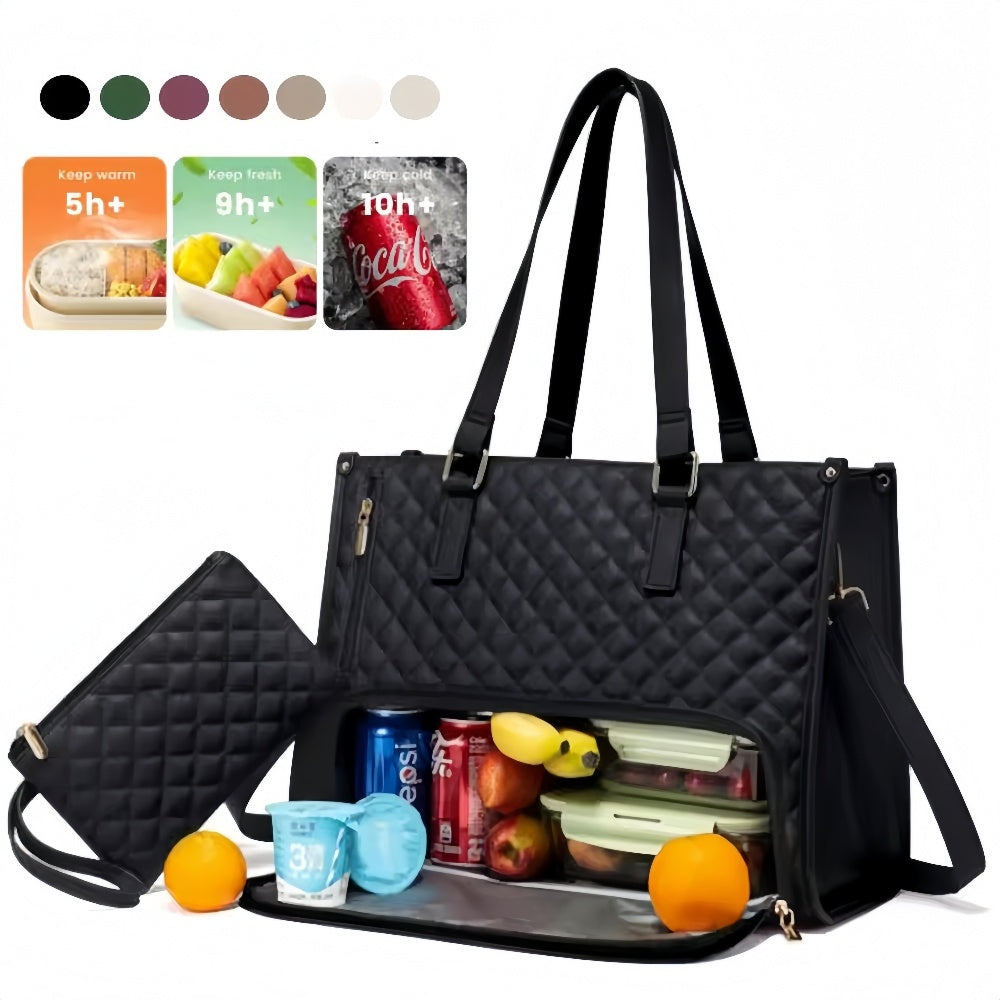 Women's insulated lunch bag in black – chic work lunch purse