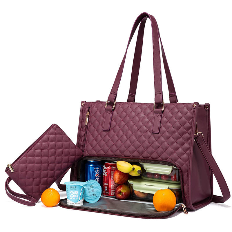 Women's insulated lunch bag – zipper close-up and leak-proof liner detail