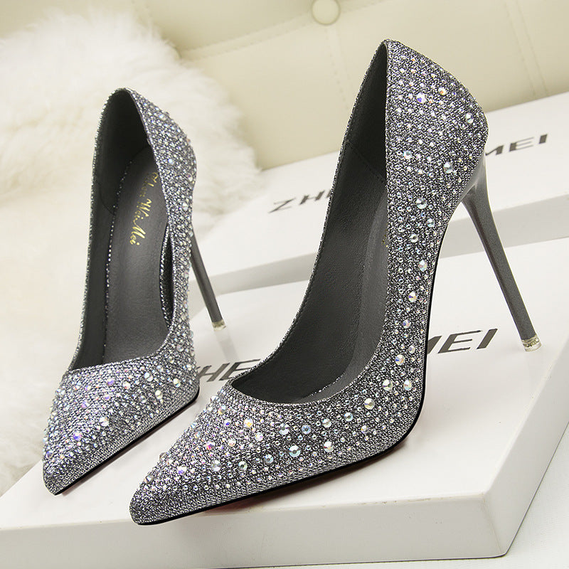 Women’s stiletto heels – low-top silhouette, smooth PU finish