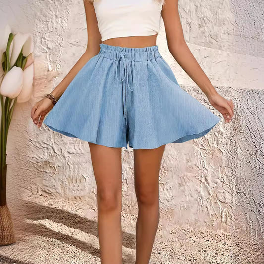 Women's summer shorts pantskirt – caramel flat lay