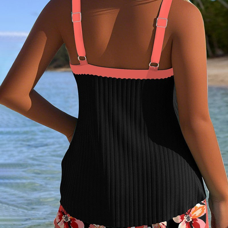 Women’s swimsuit with shorts – mix of pink, blue, coral, green
