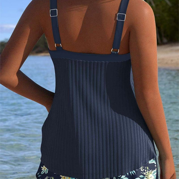 Two piece swimsuit shorts coordinated beach outfit movement